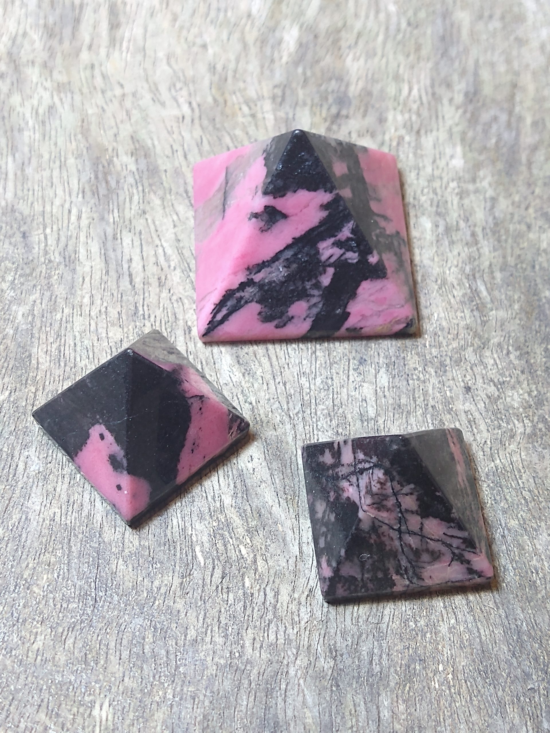 Natural Crystals: Cut & Polished Rhodonite Pyramids