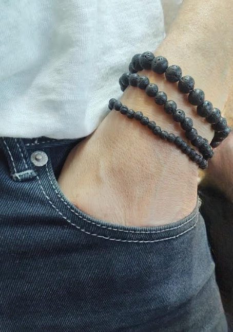 Stretch Bracelets: Lava Stone 4mm, 6mm, & 8mm Round Beads