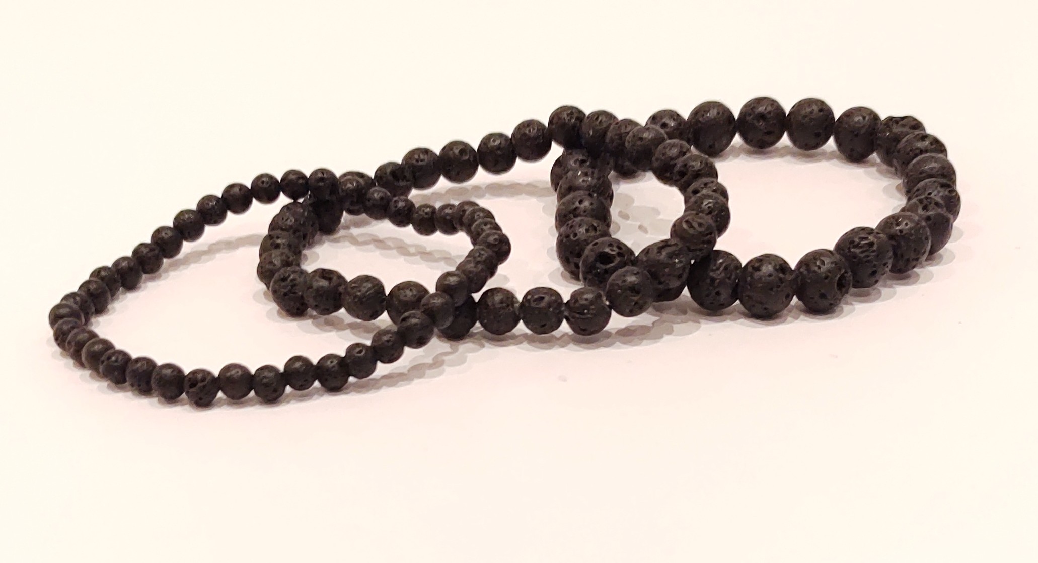 Stretch Bracelets: Lava Stone 4mm, 6mm, & 8mm Round Beads - Image 3