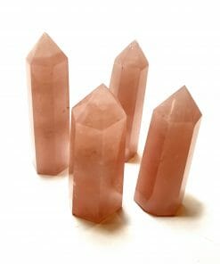 Natural crystals: cut and polished Rose Quartz Generators (approx. 6x2cm)