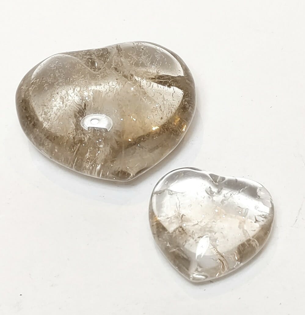 Natural crystals: Cut and polished Smokey Quartz hearts