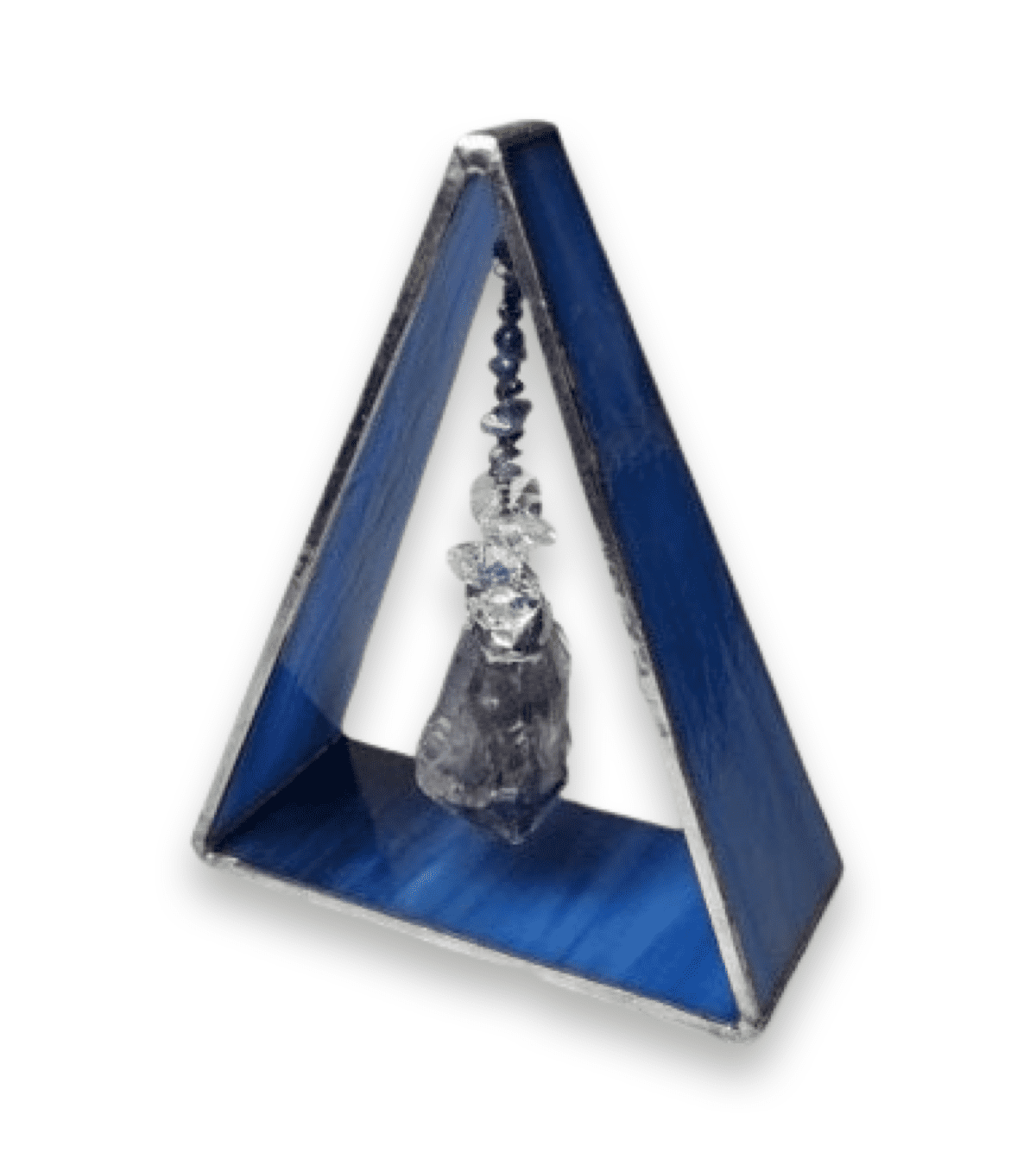 Triangle Blue Stained Glass Amethyst Suncatcher