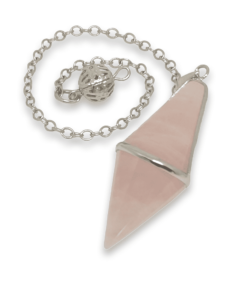 Crystal Pendulum Rose Quartz Double Terminated Multi-Faceted In Setting