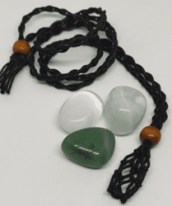 Macrame Crystal Holder Necklace: Black