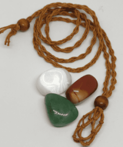 Macrame Crystal Holder Necklace: Brown