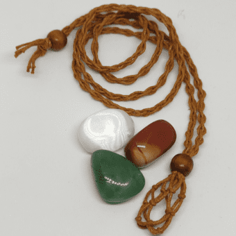 Macrame Crystal Holder Necklace: Brown