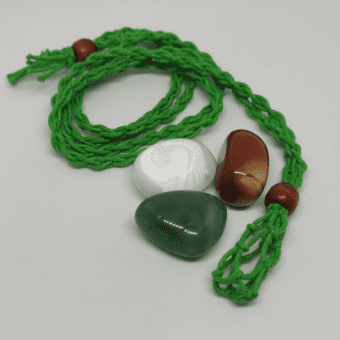 Macrame Crystal Holder Necklace: Dark Green