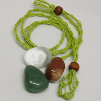 Macrame Crystal Holder Necklace: Light Green