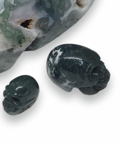 Moss Agate Skull Carvings