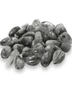 Tumbled Stone: Tourmalinated Quartz