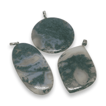 Moss Agate Pendants in 925 Sterling Silver