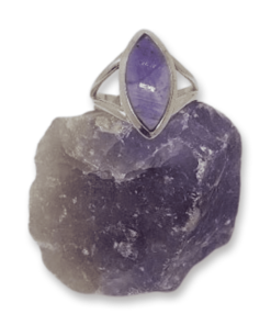 Amethyst Marquise Split Band Ring | Sterling Silver
