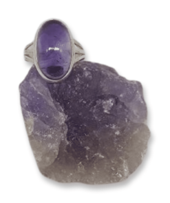 Amethyst Oval Split Band Ring | 925 Sterling Silver