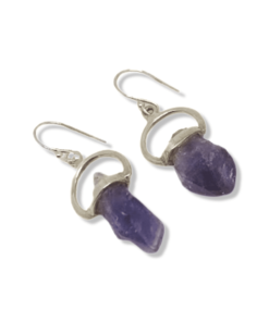 Amethyst Raw Cage Set Earrings | 925 Sterling Silver