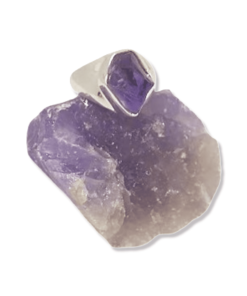 Amethyst Raw RIng in Wide Band | 925 Sterling Silver