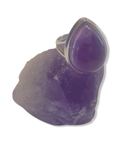 Amethyst Teardrop RIng with Split Band | 925 Sterling Silver