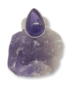 Amethyst Teardrop Wide Band Ring | 925 Sterling Silver