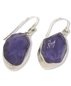 Amethyst Raw Bezel Set Earrings | 925 Sterling Silver