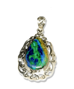Azurite Malachite CabuchonTeardrop in Filagree Setting
