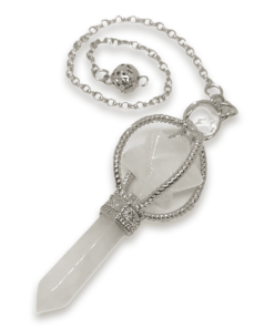 Crystal Pendulum Clear Quartz Merkabah Cage w Quartz Point