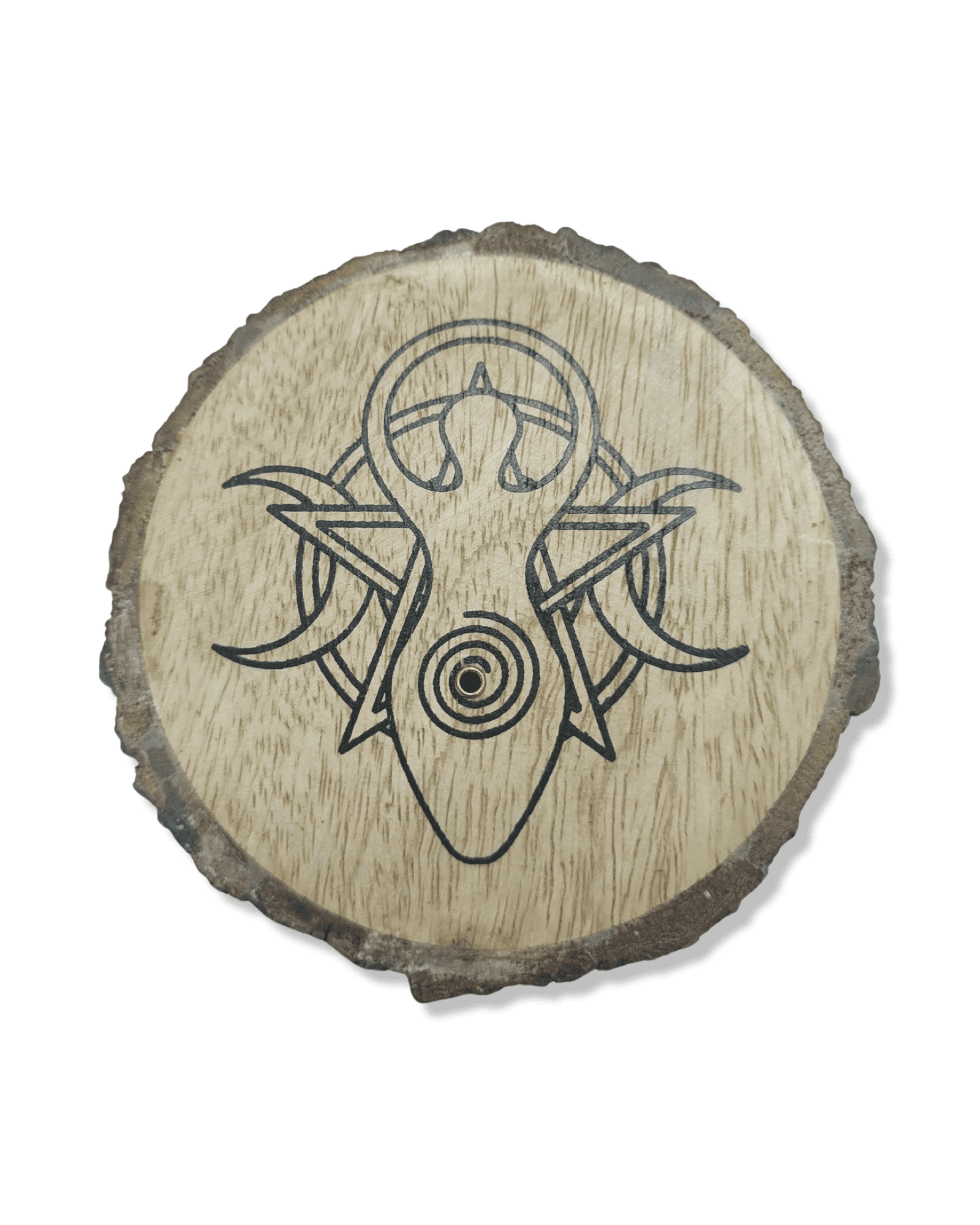 Wooden Incense Holder - Goddess | Triple Moon | Pentagram