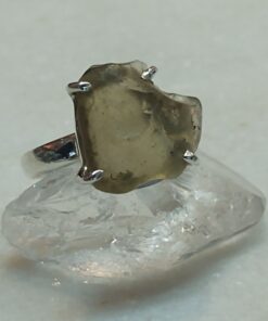 Libyan Glass Raw Natural Ring Claw Set size 8