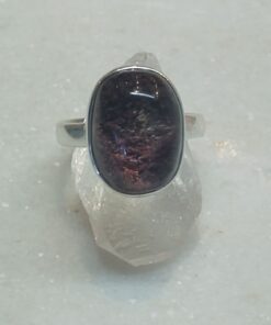 Lodolite Cabuchon Oval Simple Silver Ring size 9