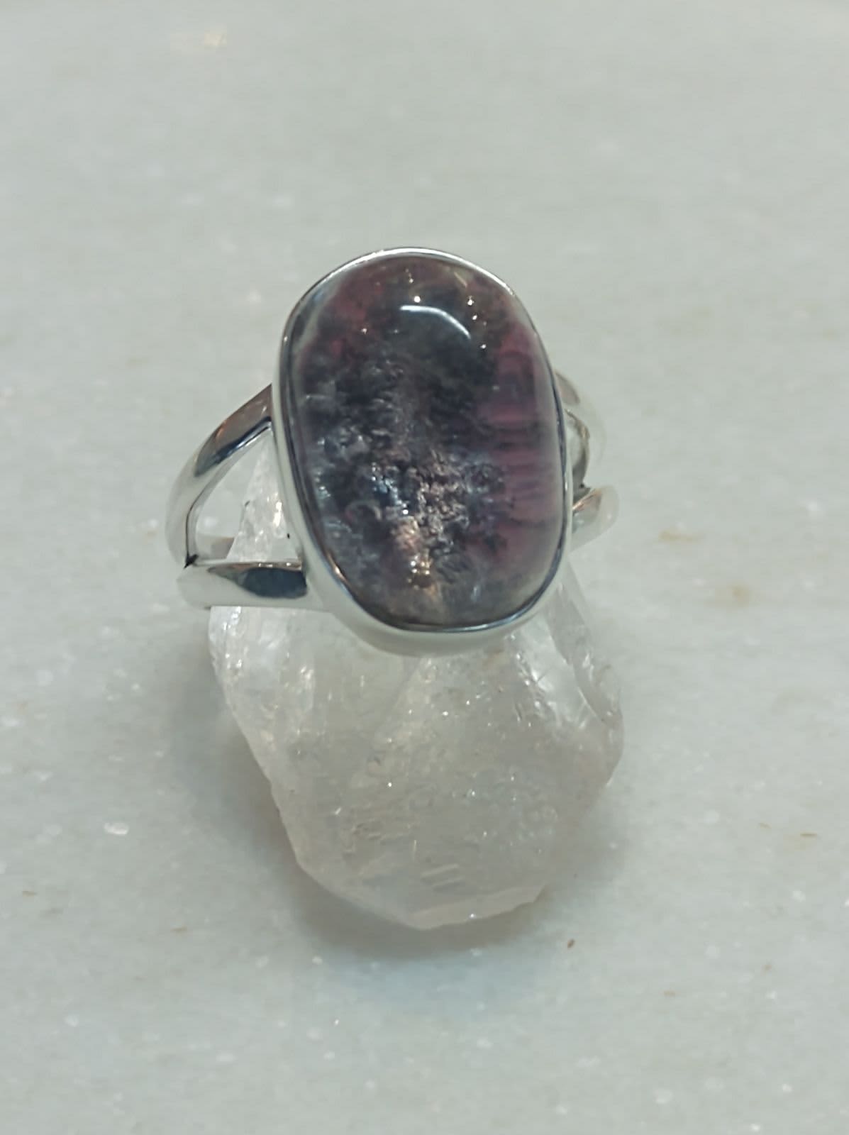 Lodolite Cabuchon Oval Split Band Ring size 8.5