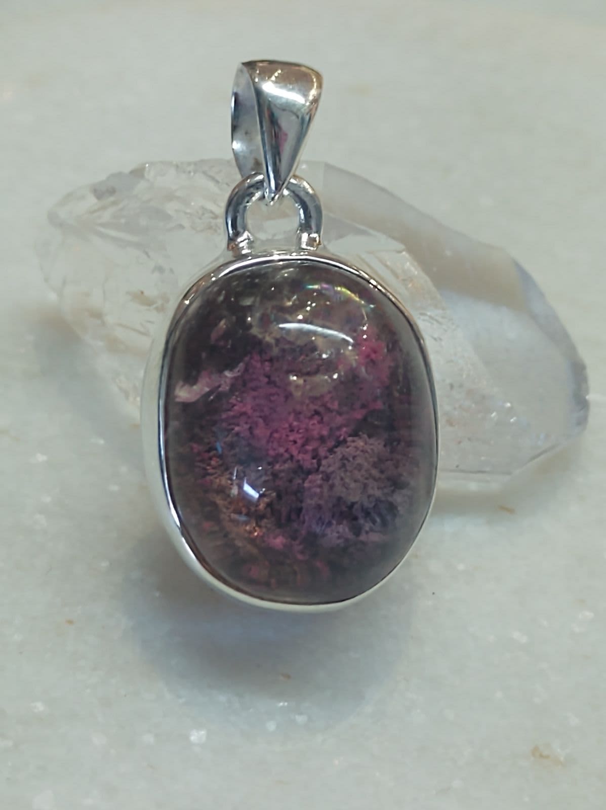 Lodolite Cabuchon Oval Bezel Set Pendant