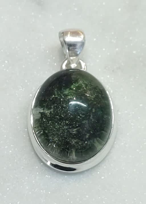 Lodolite Cabuchon Oval Bezel Set Pendant