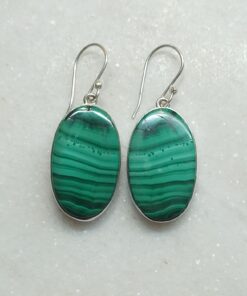 Malachite Cab Oval Earrings