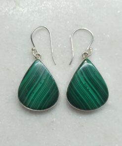 Malachite Cab Teardrop Earrings