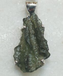 Moldavite Raw Natural Claw Set Pendant
