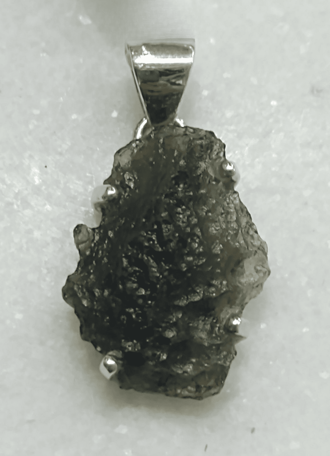 Moldavite Raw Natural Claw Set Pendant