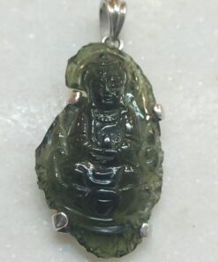 Moldavite Quan Yin Carved Pendant