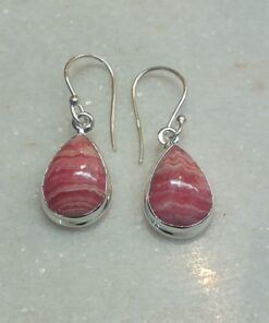 Rhodochrosite Cab Teardrop Earring