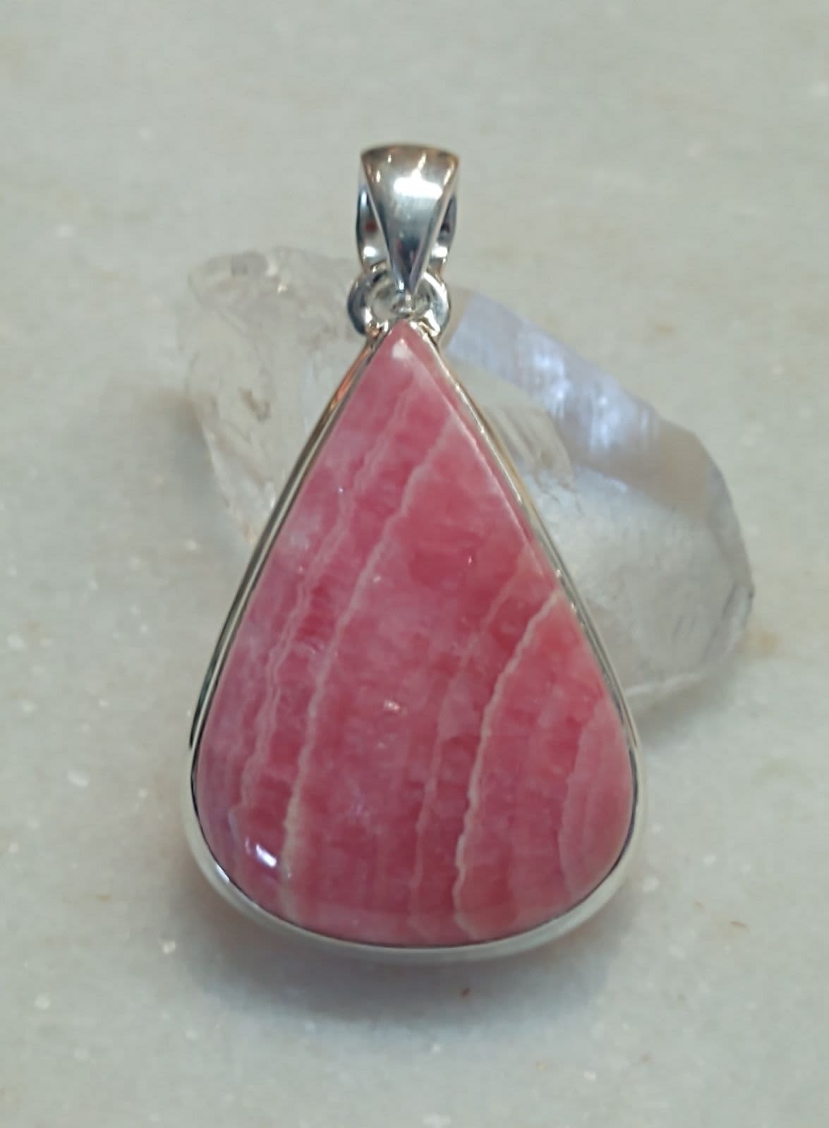 Rhodochrosite Cab Teardrop Pendant