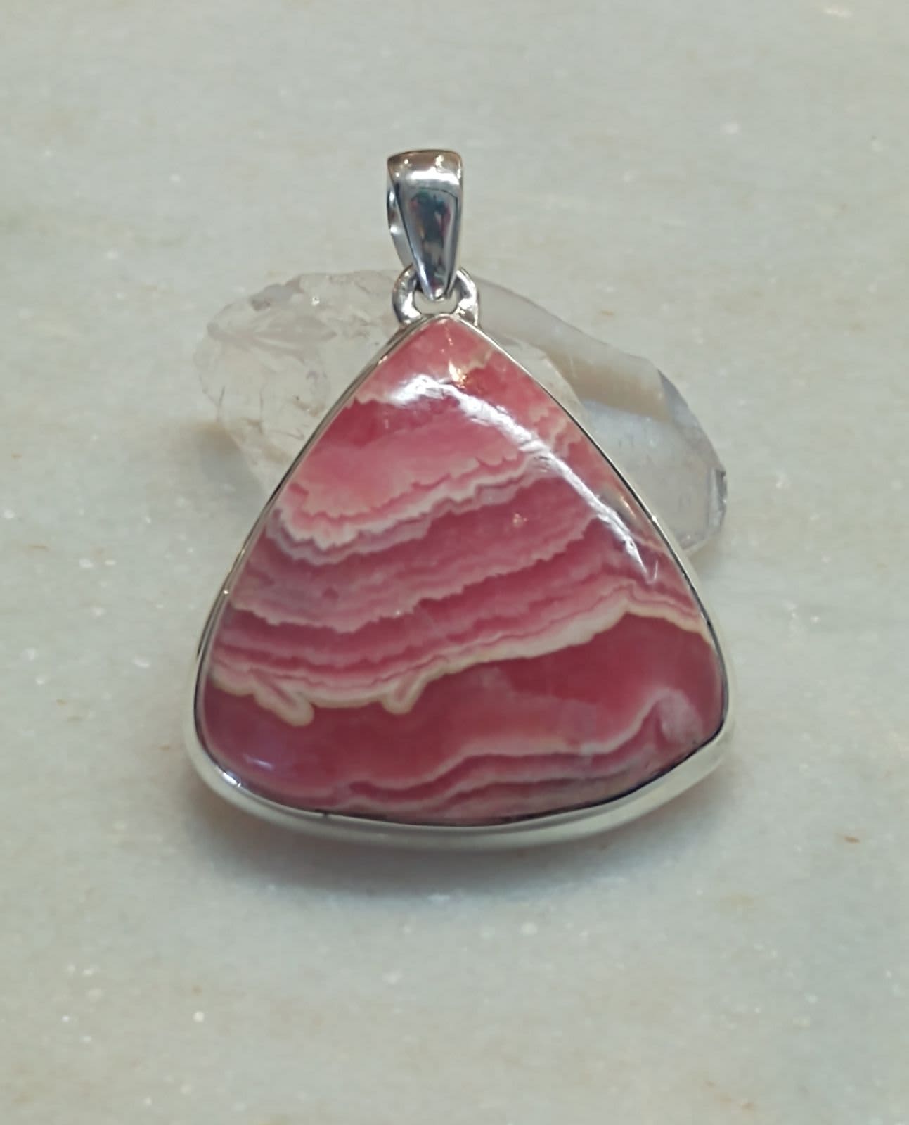 Rhodochrosite Cab Teardrop Pendant