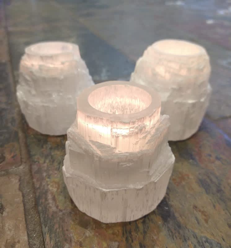 Selenite Natural Crystal Candle Holder