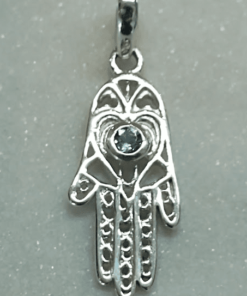 Blue Topaz Hamsa Hand Pendant | 925 Sterling Silver