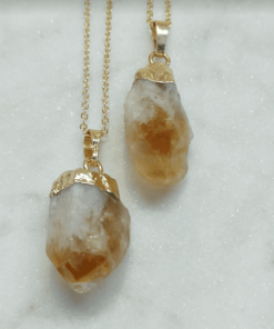 Citrine Natural Point Gold Plated