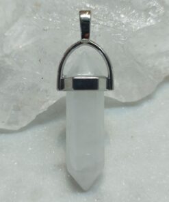 Clear Quartz  Double Terminated Pendant Silver Plated