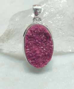 Cobaltian Calcite Druzy Oval Pendant