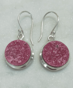 Cobaltian Calcite Druzy Round Bezel Set Earrings