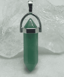 Green Aventurine Double Terminated Pendant Silver Plated