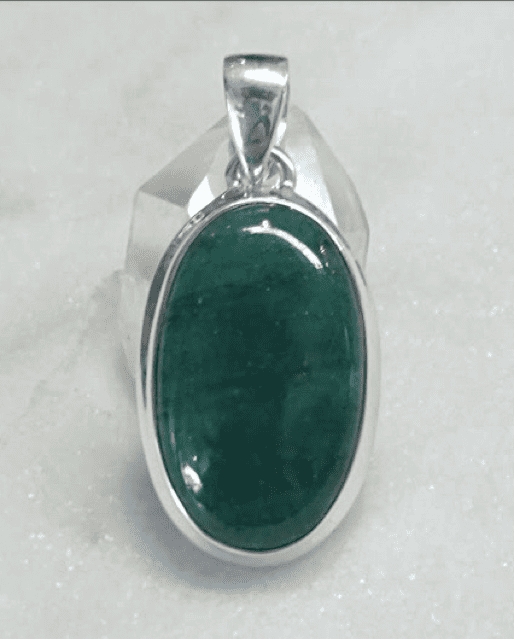 Green Aventurine Oval Bezel Set Pendant | 925 Sterling Silver
