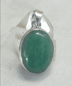 Green Aventurine Cabuchon Oval Bezel Set Pendant | 925 Sterling Silver