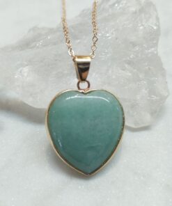 Green Aventurine Heart Pendant Gold Plated