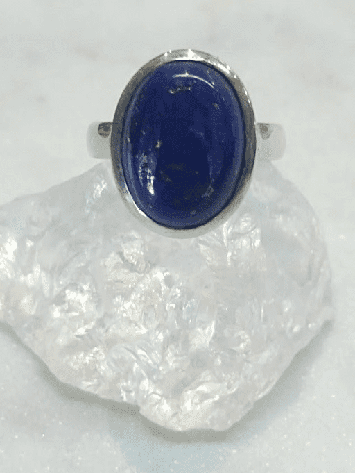 Lapis Lazuli Cabuchon Oval Simple Band Ring s7.5