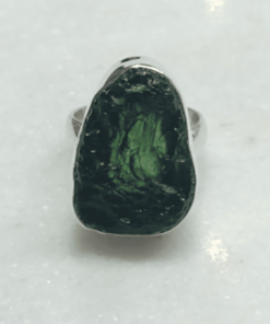 Moldavite Raw Organic Ring s9.5